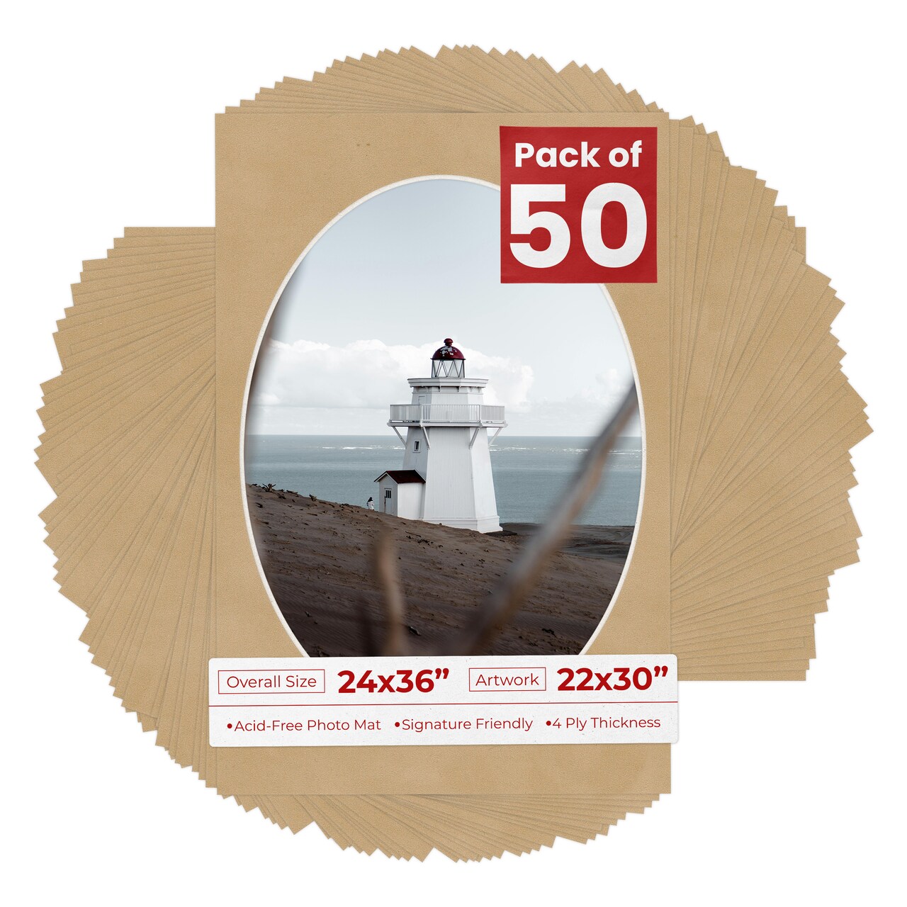 Beige Suede Mat Board for 24x36 Frames - Oval Opening for 22x30 Photos